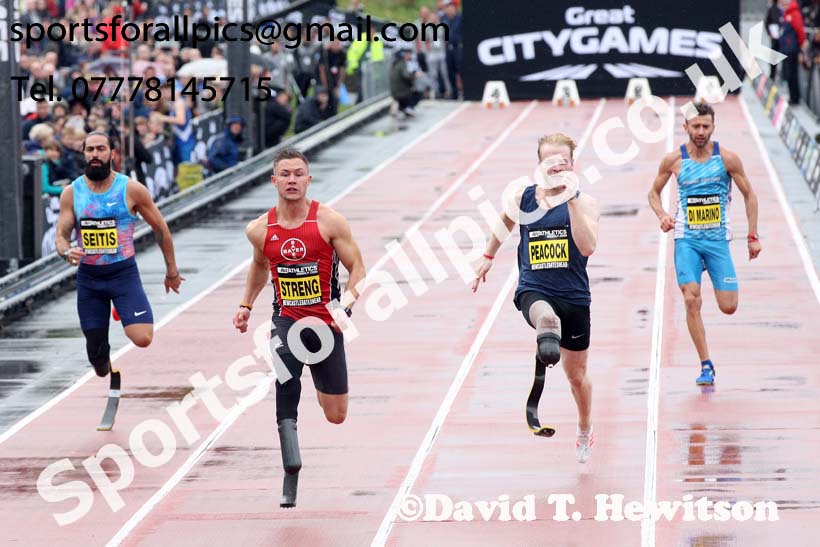 Mens IPC 100 metres, 2018 Great North CityGames. Photo: David T. Hewitson/Sports for All Pics